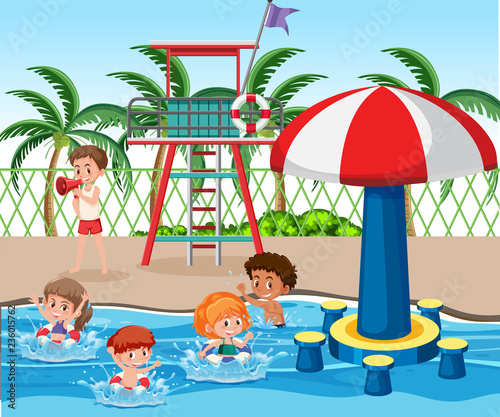 Kids at swimming pool