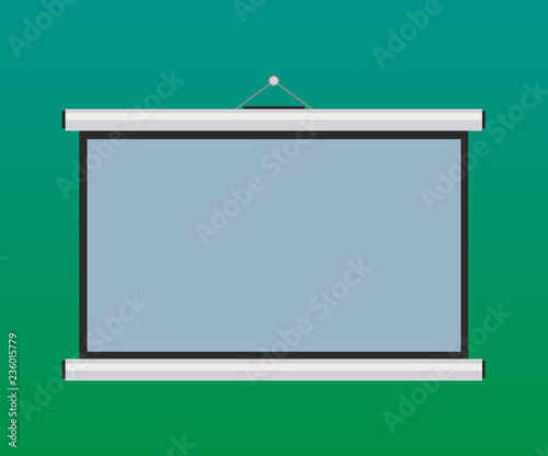 Business concept Empty template copy space isolated Posters coupons promotional material. Blank Portable Wall Hanged Projection Screen for Conference Presentation