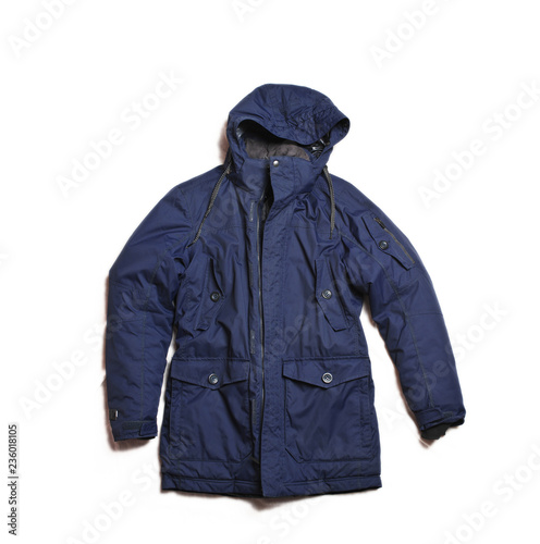 fashion male winter jacket isolated on white background. Hype fashion magazine photo urban style.