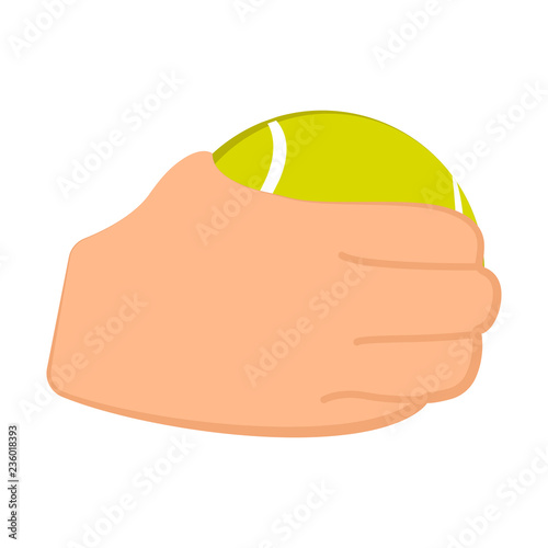 Hand holding a tennis ball. Vector illustration design