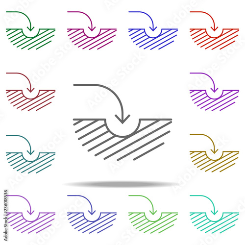 dig hole jump icon. Elements of arrow and object in multi color style icons. Simple icon for websites, web design, mobile app, info graphics