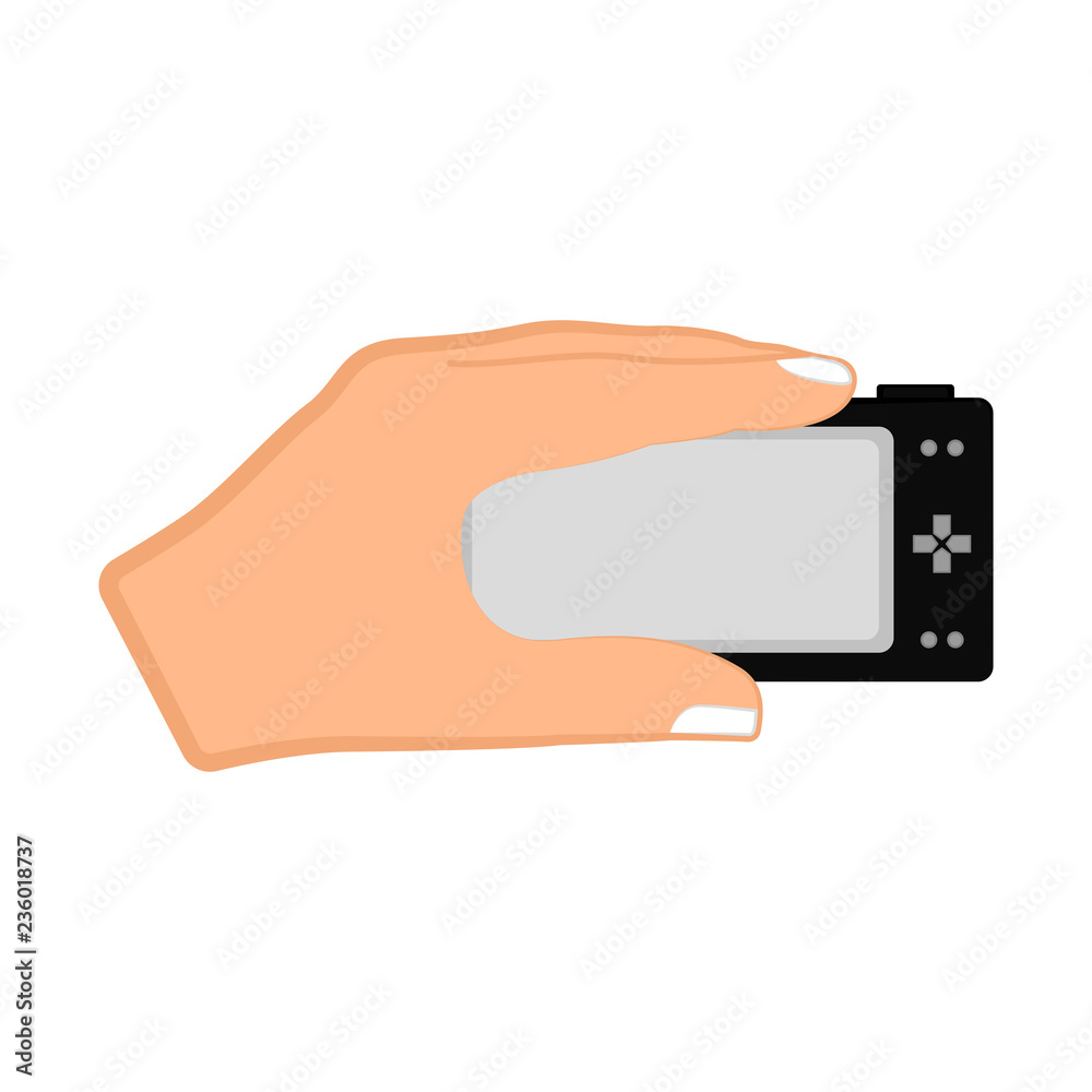 Hand holding a joystick. Vector illustration design Hand holding a joystick. Vector illustration design