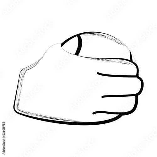 Sketch of a hand holding a tennis ball. Vector illustration design