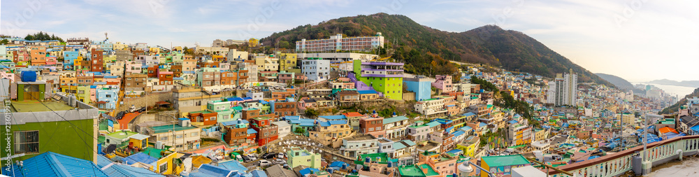 BUSAN, SOUTH KOREA - NOVEMBER 25, 2018: Panorama view of Gamcheon Culture Village, Busan, South Korea on November 25, 2018.