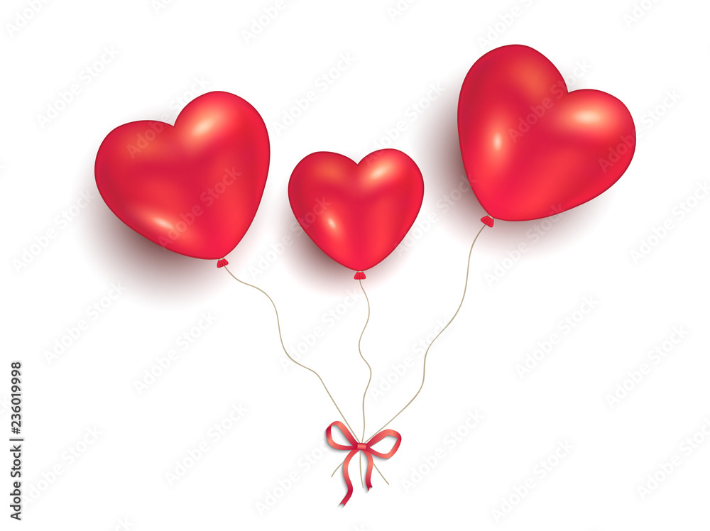 Heart balloons on white background, to happy Valentine's Day for love vector