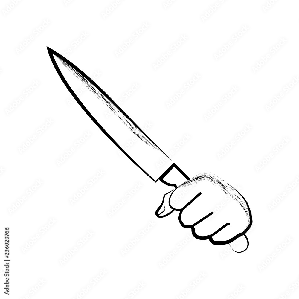 Sketch of a hand holding a knife. Vector illustration design Sketch of a hand holding a knife. Vector illustration design