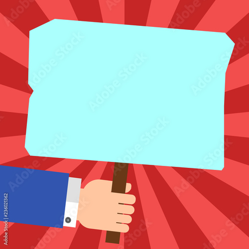 Design business concept Business ad for website promotion banners empty social media ad. Hu analysis Hand Holding Blank Colored Placard with Stick Vector Text Space