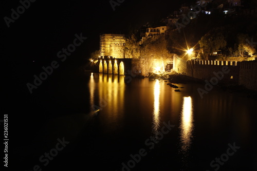 Alanya Night Castle Red tower