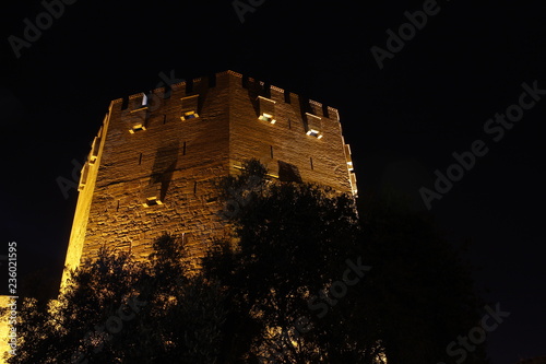 Alanya Night Castle Red tower