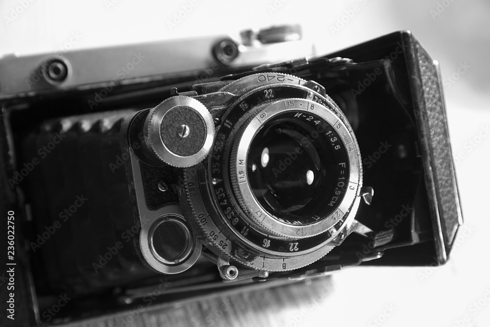 Old film camera with a frame size of 6x9 cm