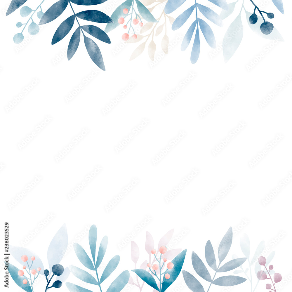 Watercolor leaves with copy space design Watercolor leaves with copy space design