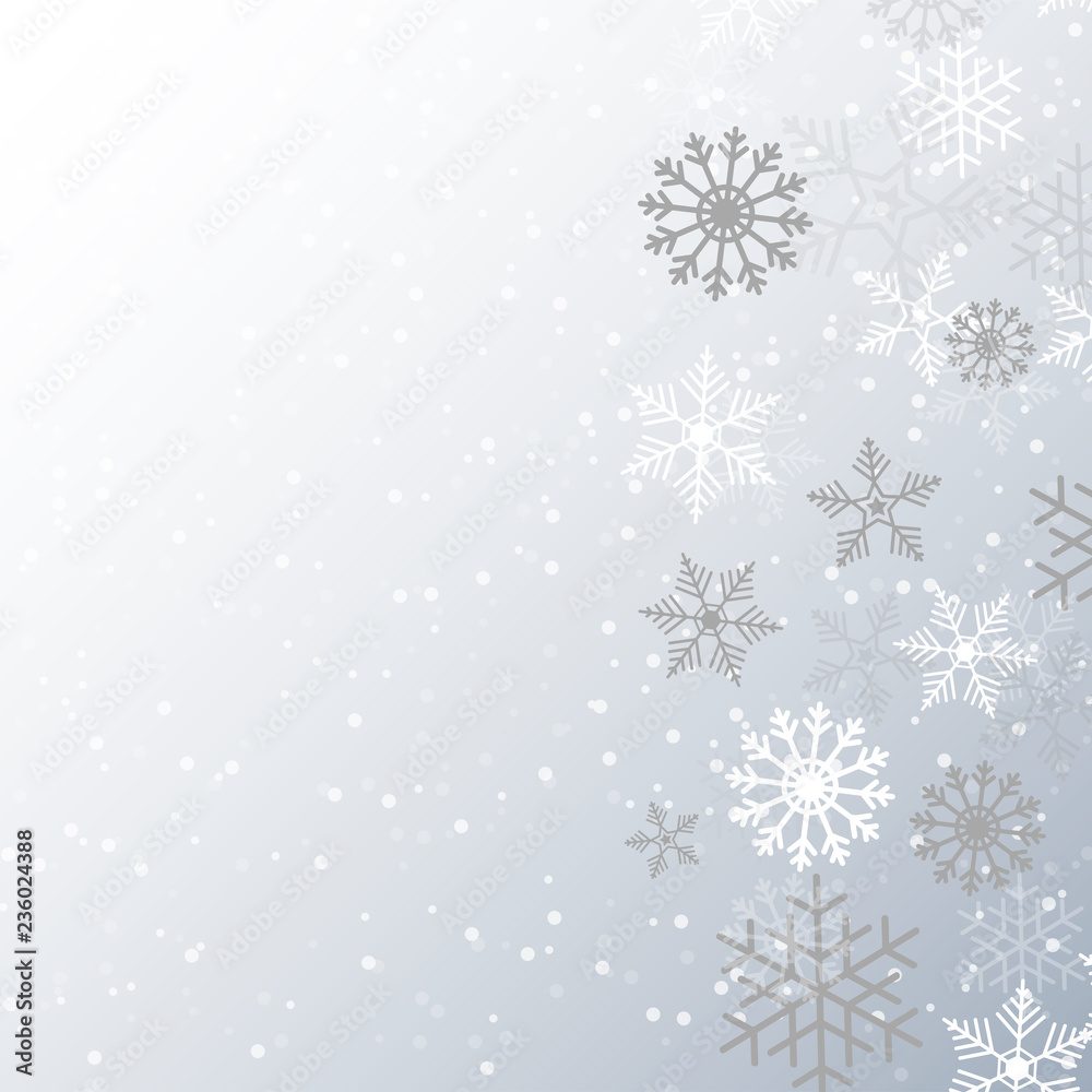 Merry Christmas Background with snow for Holiday Poster, Banner, Card. Vector illustration