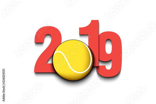 New Year numbers 2019 and tennis ball