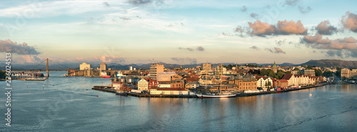 Panoramic view of the Port, marina and city center of Stavanger, Norway.