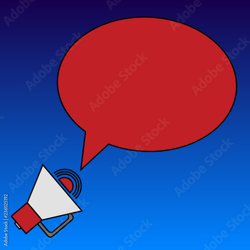 Design business concept Empty copy space modern abstract background. Blank Oval Outlined Speech Bubble Text Balloon Megaphone with Sound icon