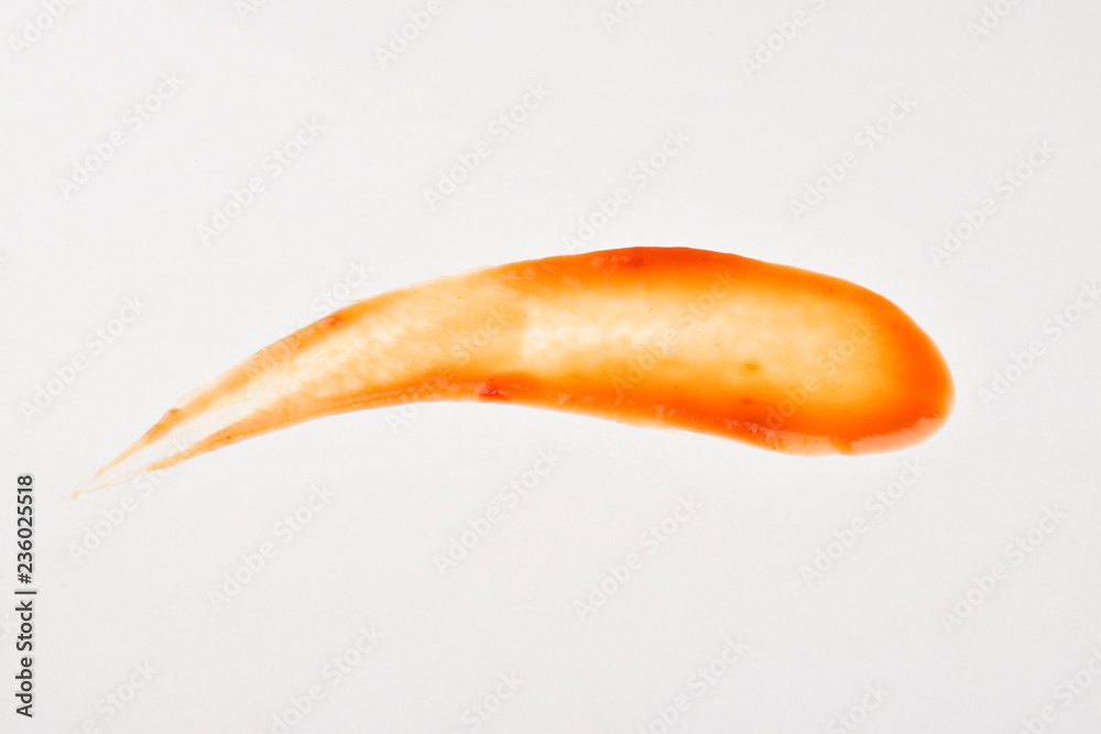 Fotografie Ketchup stains isolated on white background