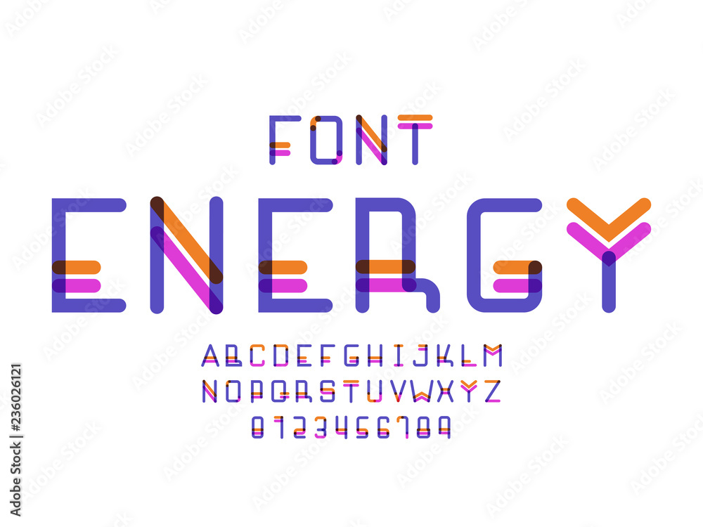 Plakat Czcionka energetyczna. Alfabet wektor