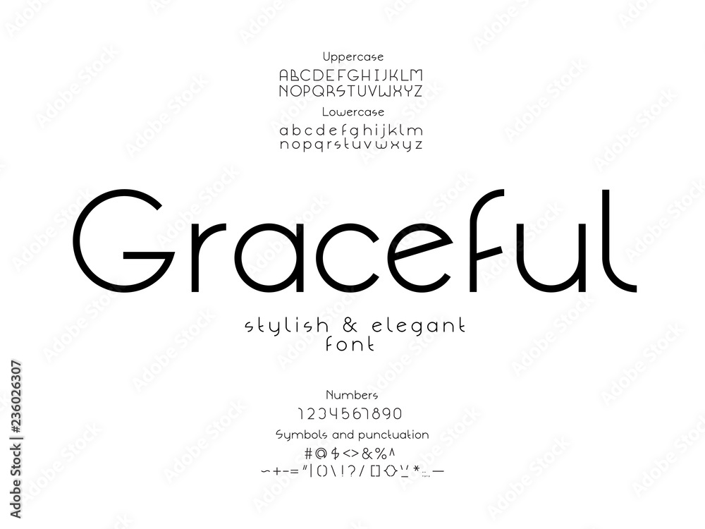 Graceful font. Vector alphabet