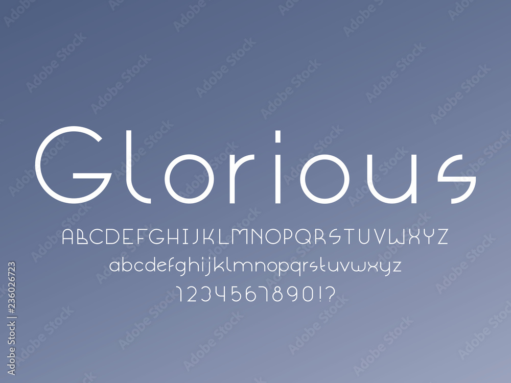  Glorious font. Vector alphabet