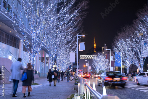 Winter illumination at Roppongi Keyakizaka Street in Tokyo　六本木けやき坂イルミネーション photo