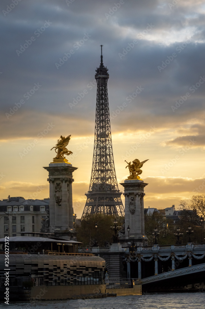Eiffel Tower during the sunset