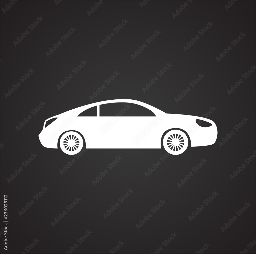 Car icon on black background for graphic and web design, Modern simple vector sign. Internet concept. Trendy symbol for website design web button or mobile app.