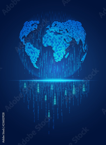 global in digital technology style; concept of digital technology world