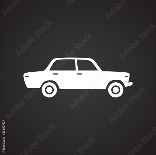 Car icon on black background for graphic and web design  Modern simple vector sign. Internet concept. Trendy symbol for website design web button or mobile app.