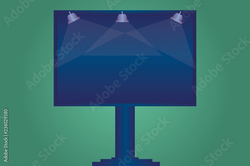 Design business concept Empty copy text for Web banners promotional material mock up template. Blank Lamp Lighted Color Signage Outdoor Ads Vector Mounted on One Leg