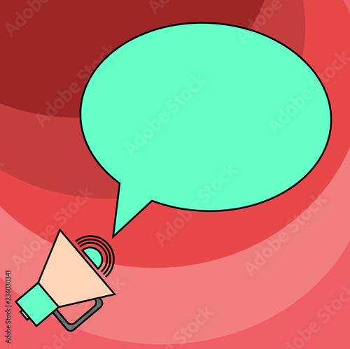 Design business concept Empty copy text for Web banners promotional material mock up template. Blank Oval Outlined Speech Bubble Text Balloon Megaphone with Sound icon