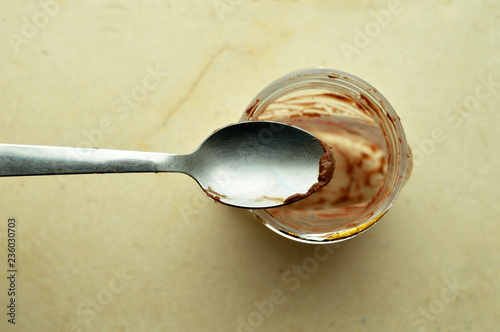 End of hazelnut cream on a spoon