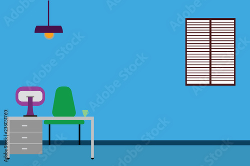 Design business Empty copy space text for Ad website promotion isolated Banner template. Work Space Minimalist Interior Computer and Study Area Inside a Room Vector