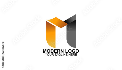 PrintLetter M logo design template, modern logo for business card