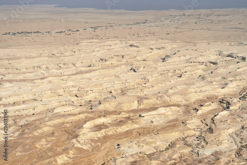 Aerial view of the desert from the Masada fortress in Israel