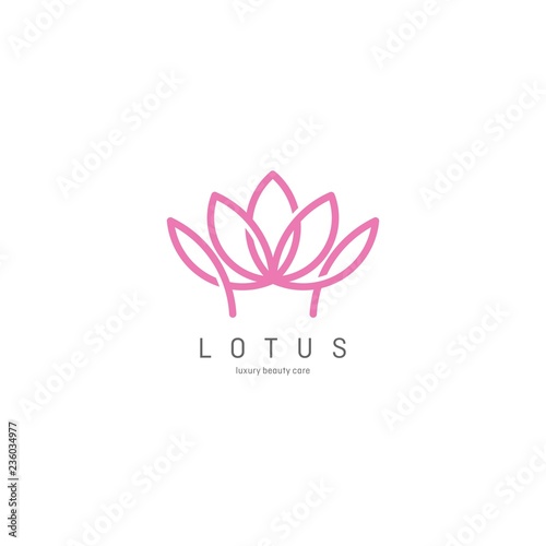 Lotus Flower Logo abstract Beauty Spa salon Cosmetics brand Linear style. Looped Leaves Logotype design vector Luxury Fashion template. © Dhuhayu