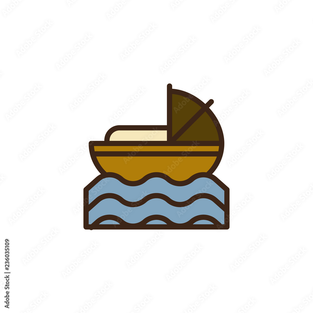 Baby Moses in River filled outline icon, line vector sign, linear