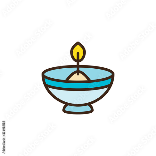 Hebrew Candle filled outline icon, line vector sign, linear colorful pictogram isolated on white. Oil lamp symbol, logo illustration. Pixel perfect vector graphics