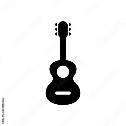 Acoustic guitar icon. Shape of classical musical instrument. Bla