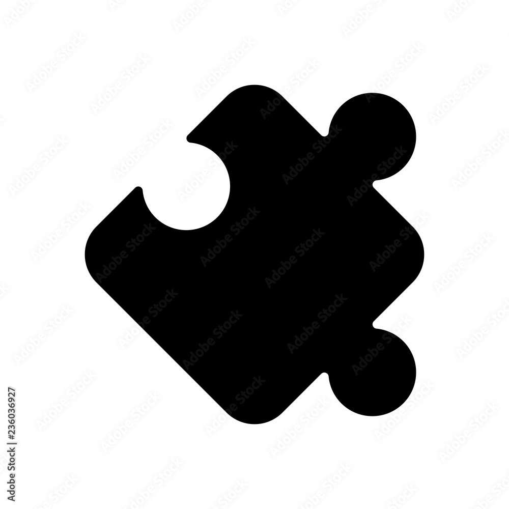 Piece of puzzle, sign of logic, simple icon. Black icon on white Piece of puzzle, sign of logic, simple icon. Black icon on white