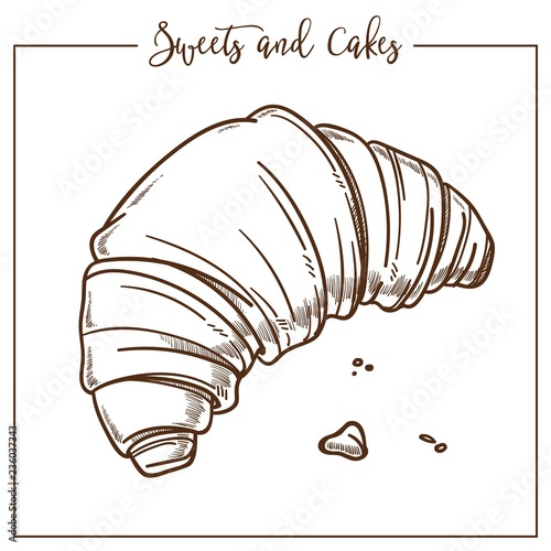 Sweets and cakes, croissant made according to French recipe