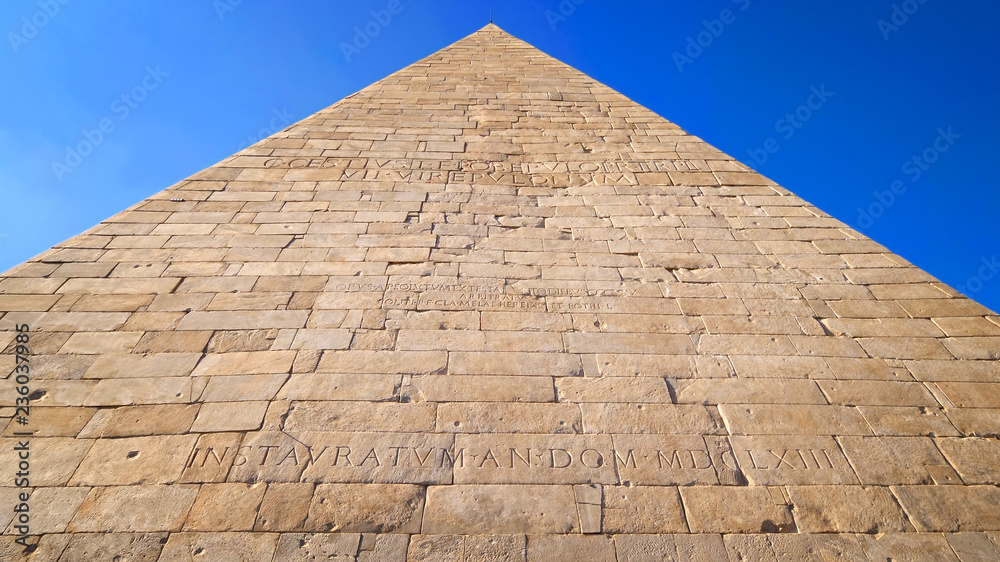 Pyramid of Cestius in Rome, Italy