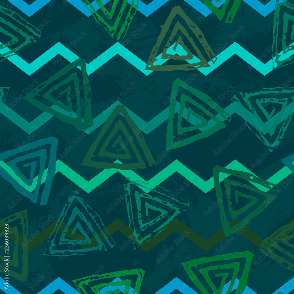 Seamless pattern with textured messy grunge triangles Seamless pattern with textured messy grunge triangles