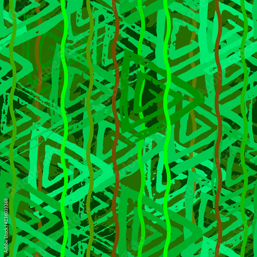 Seamless pattern with textured messy grunge triangles