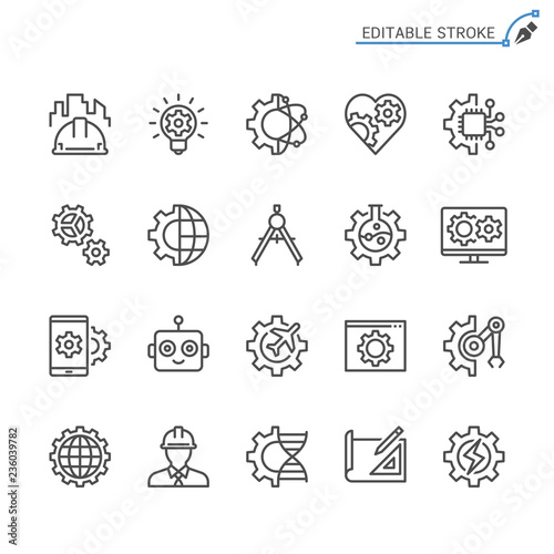 Engineering line icons. Editable stroke. Pixel perfect.