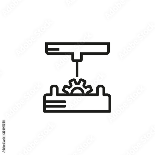 3d printer line icon. Industrial machine, mechanism, press machine. Printing industry concept. Vector can be used for topics like engineering, industry, technology