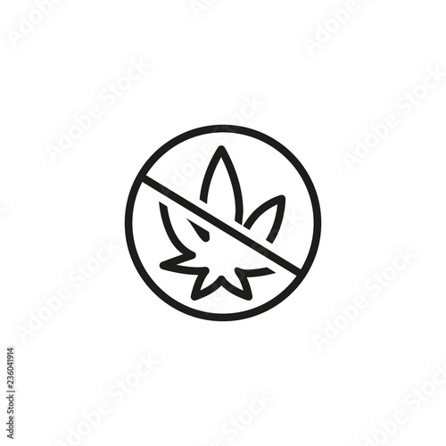 No drugs sign line icon. Addiction, prohibition, healthy lifestyle. Cannabidiol concept. Vector can be used for topics like healthcare, narcotics, social issues