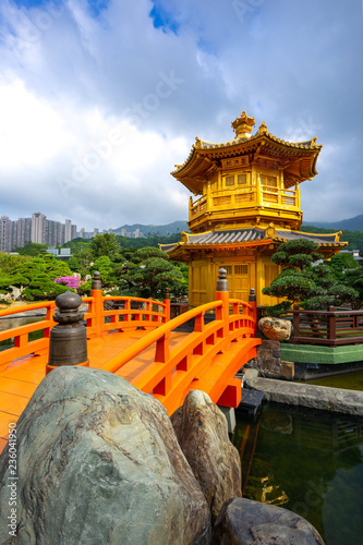 The Golden Pavilion Temple at Nan Lian Garden located in Diamond Hill,Kowloon,Hong Kong.