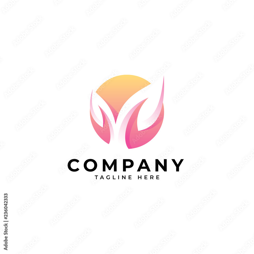 Modern nature logo, leaf and sphere vector icon Modern nature logo, leaf and sphere vector icon