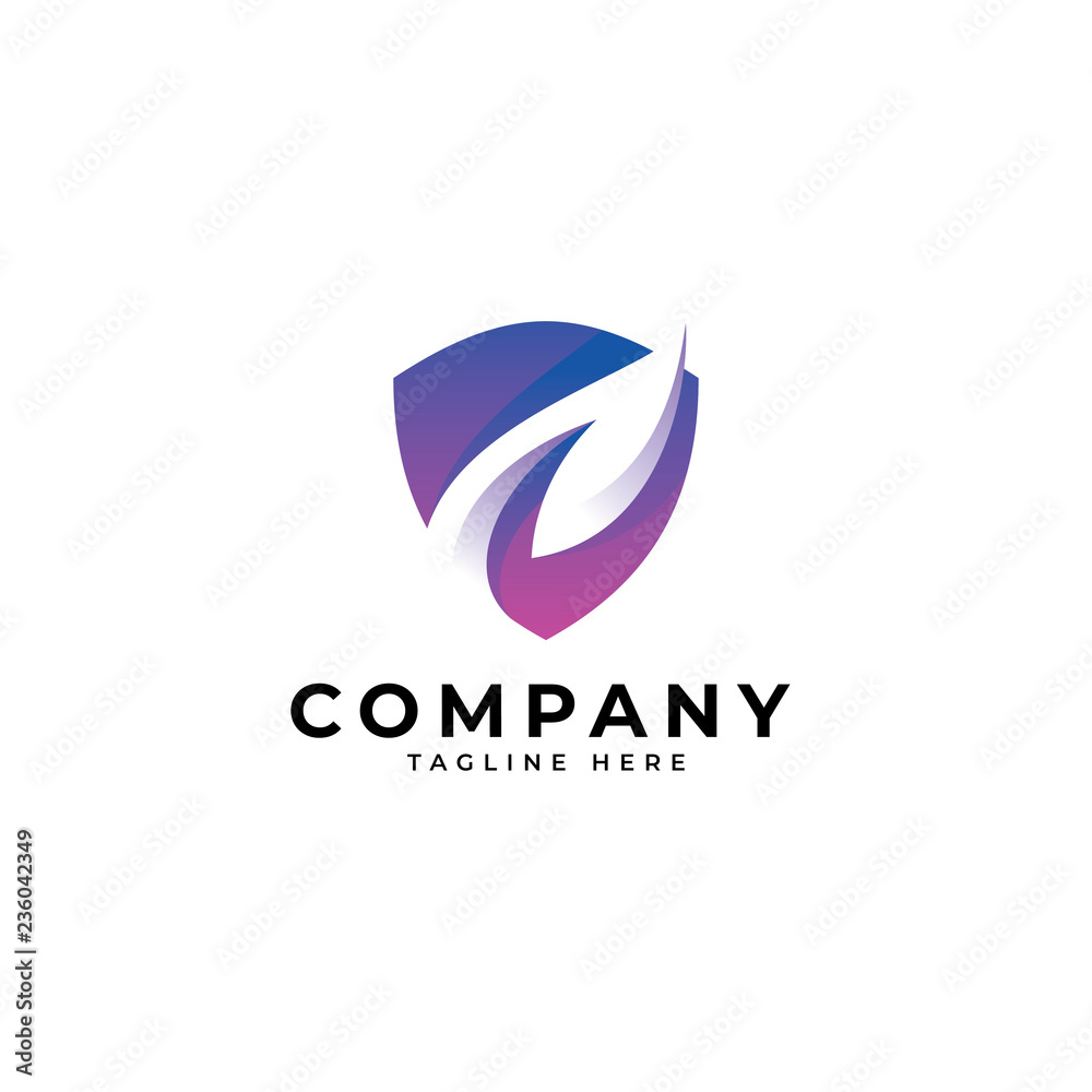 Modern nature security logo, leaf and shield vector icon Modern nature security logo, leaf and shield vector icon