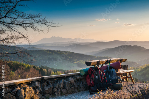 Przed zachodem słońca ,widok z okolic Bacówka nad Wierchomlą,Beskid Sądecki. photo